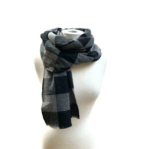 RAG & BONE Black Grey Checkered Wool scarf